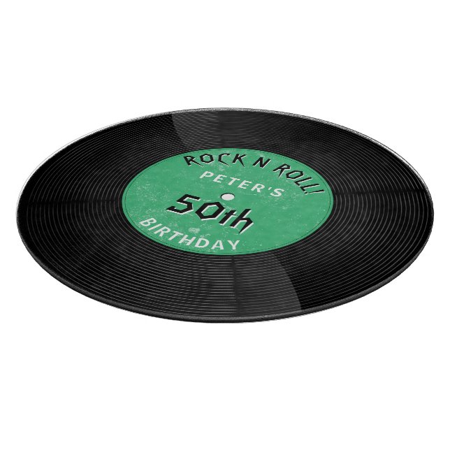 Retro vinylskiva Rock N Roll Grön födelsedag (Hörn)