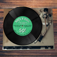 Retro Vinylskiva Rock N Roll Grön Födelsedag