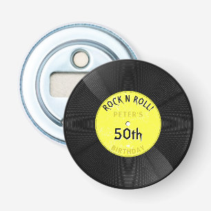 Retro Vinylskiva Rock N Roll Gul Födelsedag Flasköppnare