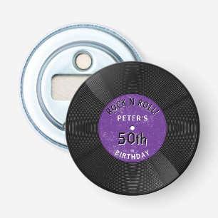Retro Vinylskiva Rock N Roll Lila Födelsedag Flasköppnare