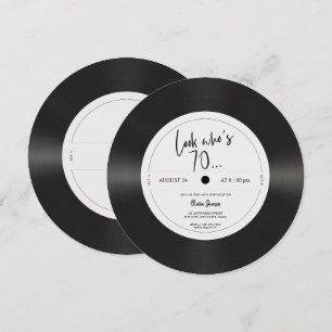 Retro vinylskiva se vem som fyller 70, 70-årsdag inbjudningar