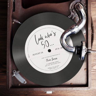 Retro vinylskiva ser ut som 50-årsdag, 50-årsdag i inbjudningar