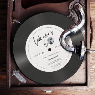 Retro vinylskiva ser ut som 60-årsfirande, 60-årsd inbjudningar