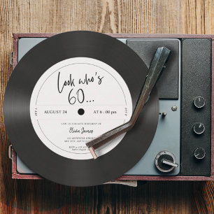 Retro vinylskiva ser ut som 60-årsfirande, 60-årsd inbjudningar