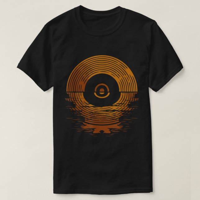 Retro Vinylskiva Solnedgångsdesign T Shirt (Design framsida)