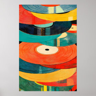 Retro vinylskive konsttryck Abstrakt mitten av årh Poster