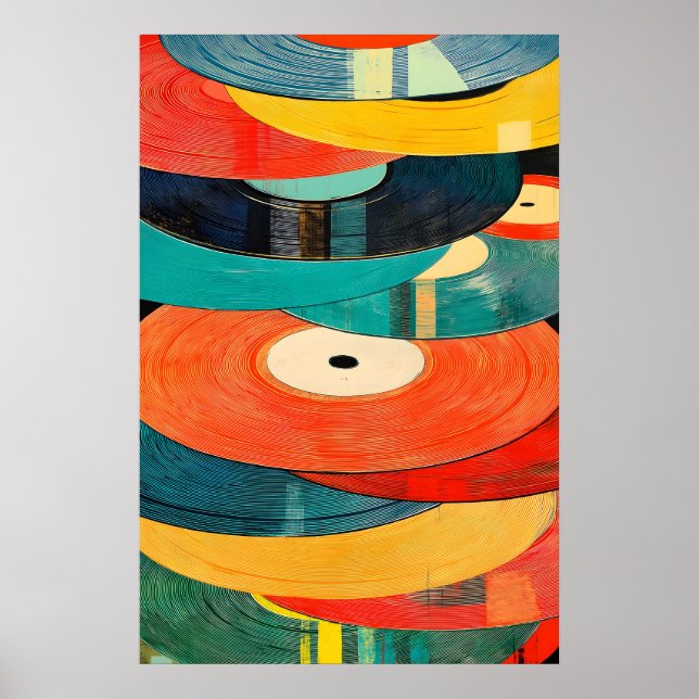 Retro vinylskive konsttryck Abstrakt mitten av årh Poster (Framsidan)