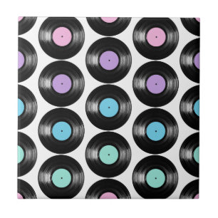 Retro Vinylskivor Färgrik Mönsterdesign Kakelplatta