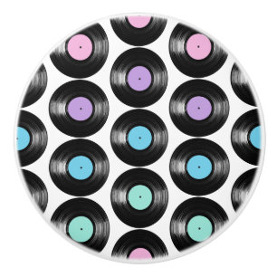 Retro Vinylskivor Färgrik Mönsterdesign Knopp