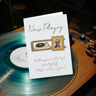 Retro vinylskivspelare foto personlig kort