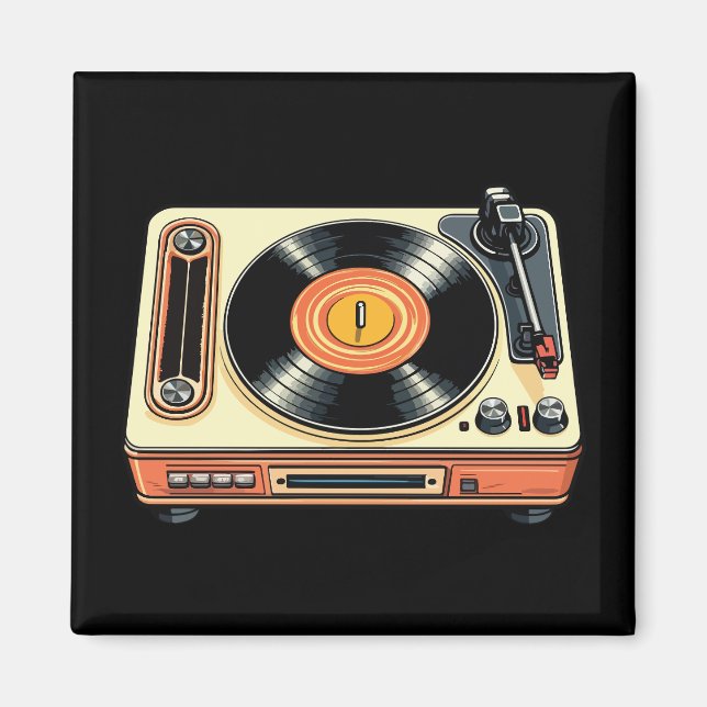 Retro vinylskivspelare magnet (Framsidan)