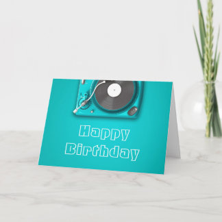 Retro vinylskivspelare musikälskare födelsedag kort