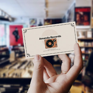 Retro vinylskivspelare visitkort