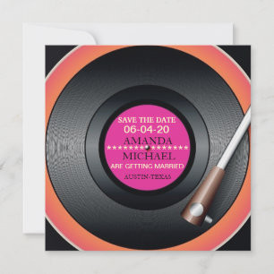 Retro vinylskivspelarespara datera inbjudningar