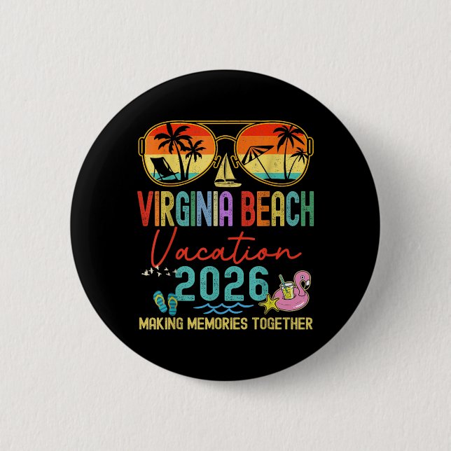 Retro Virginia Beach Semester 2026 Minnen Knapp (Framsida)