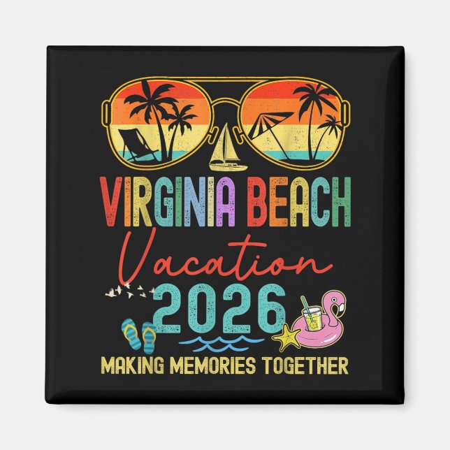 Retro Virginia Beach Semester 2026 Minnen Magnet (Framsidan)