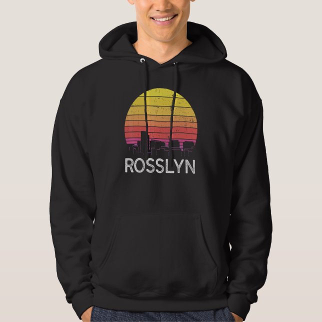 Retro Virginia Rosslyn Skyline Vintage Urban Build Hoodie (Framsida)
