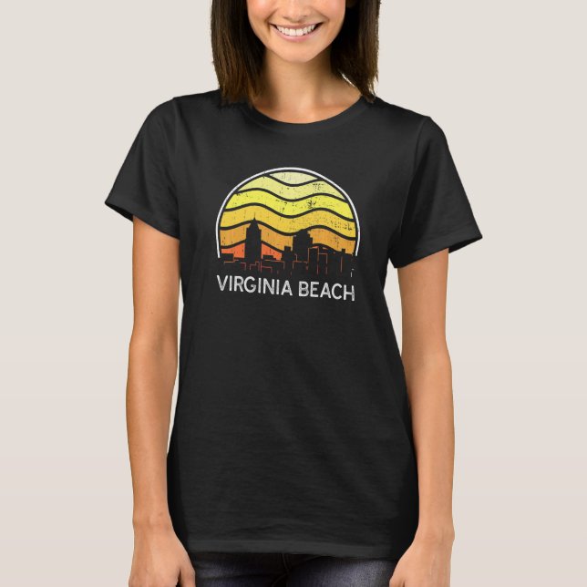 Retro Virginia Virginia Beach Visitors Skyline Vin T Shirt (Framsida)