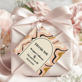 Retro Virvelvalv Rosa Svart Guld Bröllop Tack Gåvor Etiketter