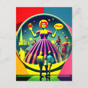 Retro Visiting Circus Museum-popup Art Vykort