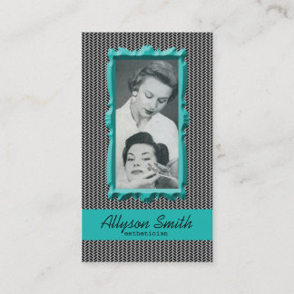 Retro visitkort för AquaHoundstooth Esthetician