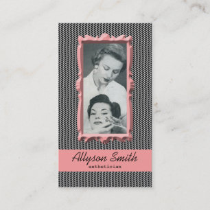 Retro visitkort för korallHoundstooth Esthetician