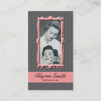 Retro visitkort för korallHoundstooth Esthetician