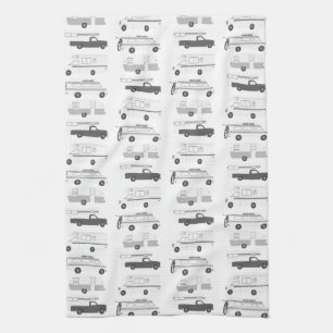 Retro vit för campareMotorhome RV Vanlife svart Kökshandduk
