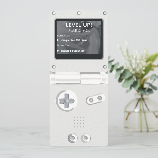 Retro vit handhållen spelbröllopsinbjudan inbjudningar (Stående Fram)