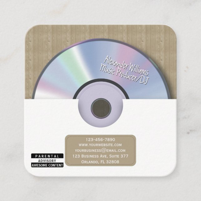 Retro Vit Musikproducent CD DJ Fyrkantigt Visitkort (Framsida)