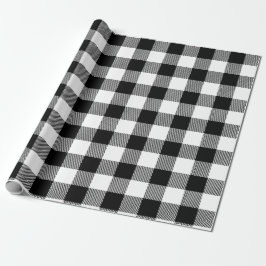 Retro Vit Svart Jul Nyår Tartan Plaid Presentpapper