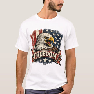 Retro Vitörnad Örn Frihet T-shirt | Vintage USA Pa