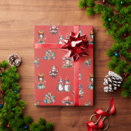 Retro Vitten Penguin Santa Fairy jul Presentpapper
