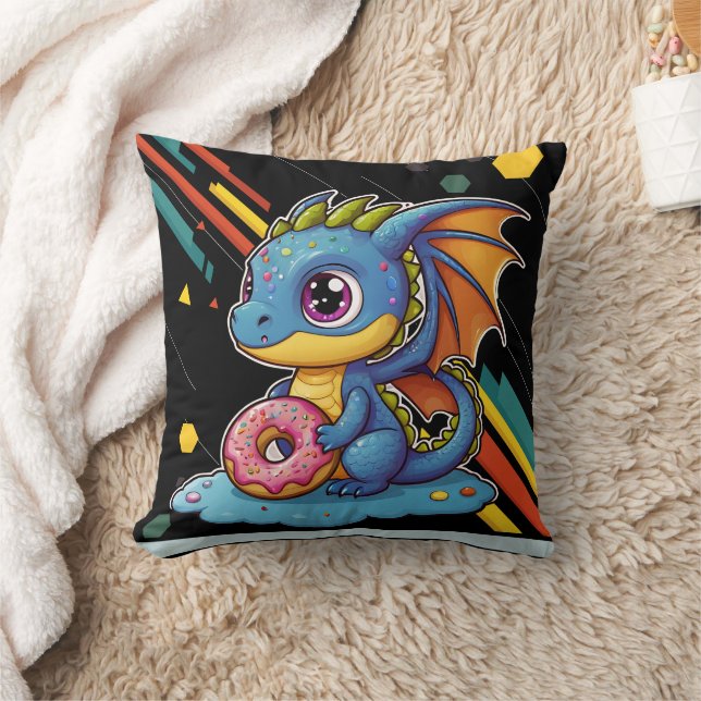 Retro Viving Cute Dragon Big Print Kudde (Filt)