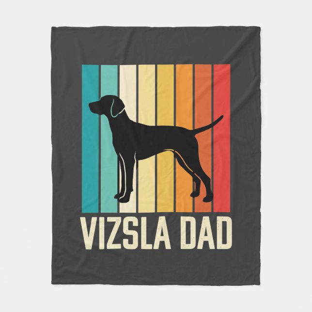 Retro Vizsla Pappa Hund Silhuett Fleecefilt (Framsidan)