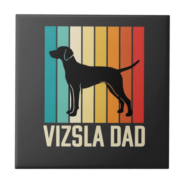 Retro Vizsla Pappa Hund Silhuett Kakelplatta (Framsidan)