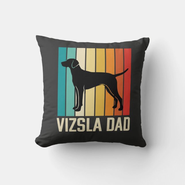 Retro Vizsla Pappa Hund Silhuett Kudde (Framsida)