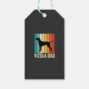 Retro Vizsla Pappa Hund Silhuett Presentetikett