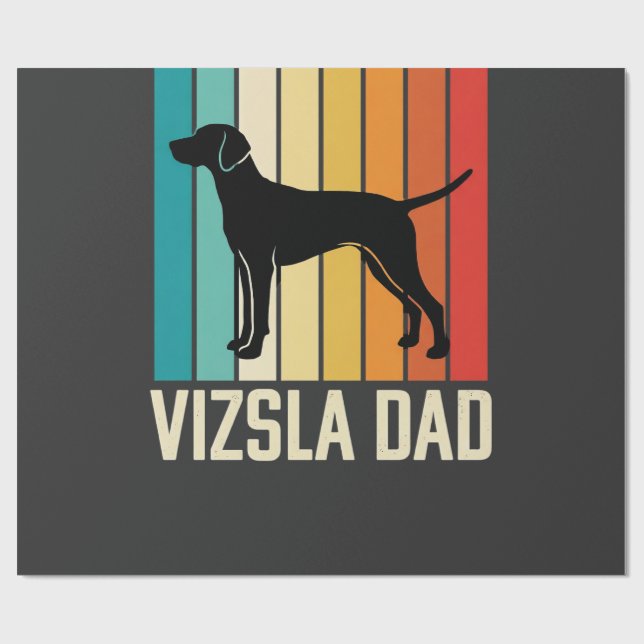Retro Vizsla Pappa Hund Silhuett Presentpapper (Platt)