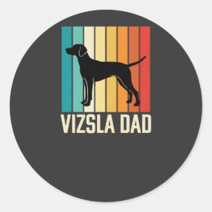 Retro Vizsla Pappa Hund Silhuett Runt Klistermärke