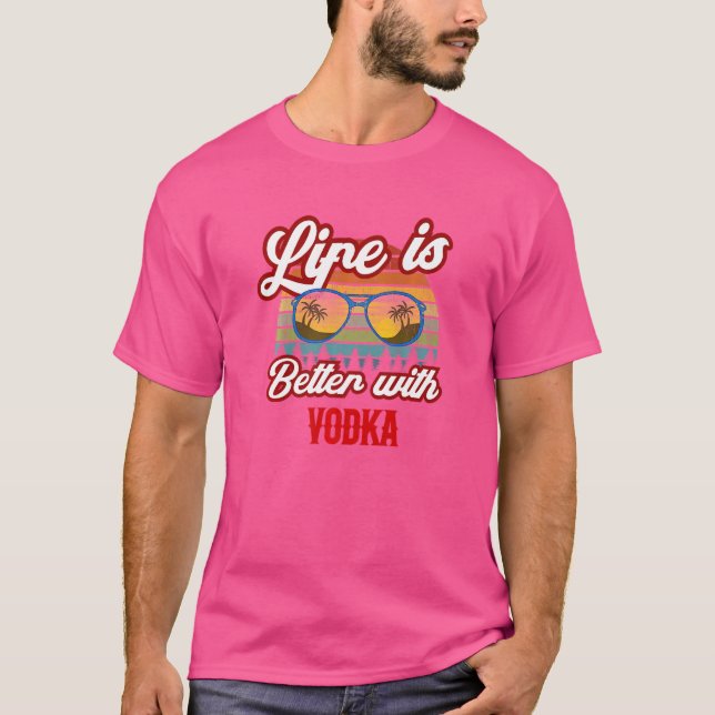 Retro Vodka Sunset with Vodka T Shirt (Framsida)