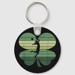 Retro Volleyball Shamrock Patricks Day Women Manar Nyckelring