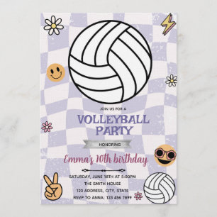 Retro volleyboll festinladning inbjudningar