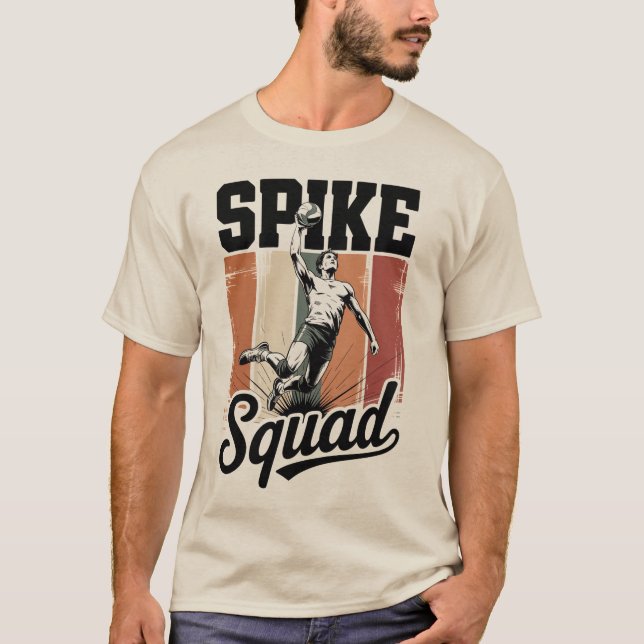 Retro Volleyboll Spike Squad T Shirt (Framsida)