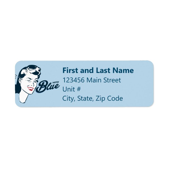 Retro Vote Blue | Returadressetikett Returadress Etikett (Framsidan)