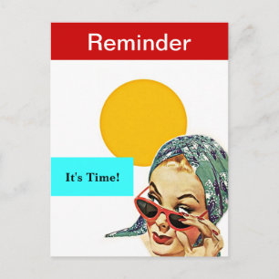 Retro vycard Busy Dam Möte påminnelsedator Vykort