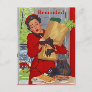 Retro vycard Busy Dam Möte påminnelsedator Vykort