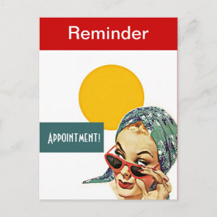 Retro vycard Busy Dam Möte påminnelsedator Vykort