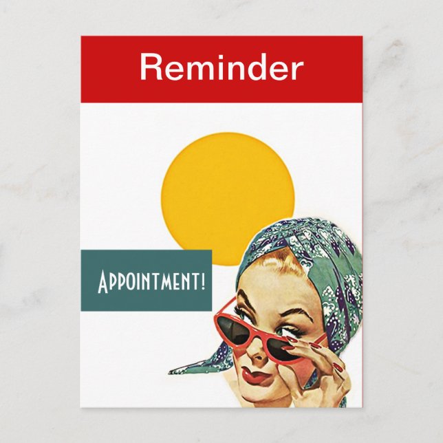 Retro vycard Busy Dam Möte påminnelsedator Vykort (Framsida)