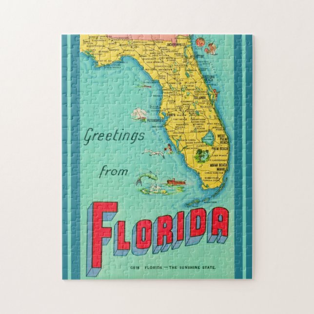 Retro vykort av Florida 11x14 Pussel (Vertikal)